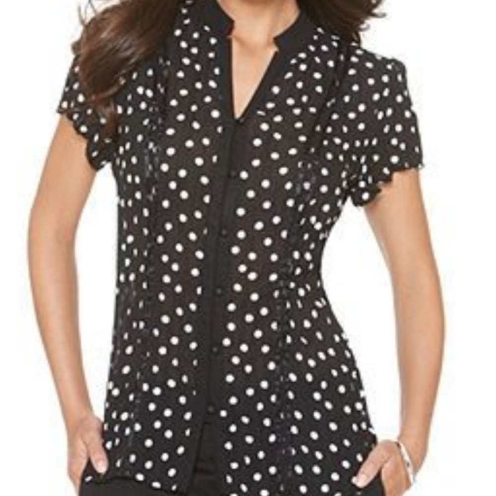 NY Collection Polka Dot button down top